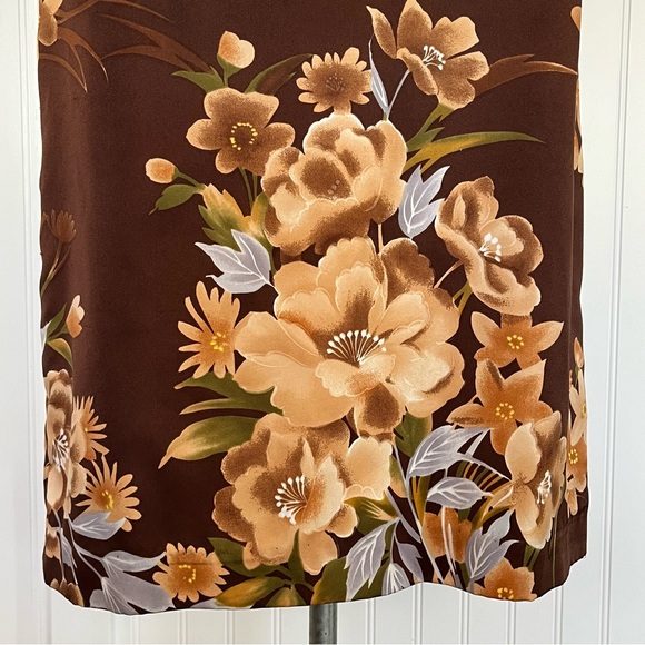 Vintage 60s 70s Brown Hawaiian Dress Casual Mumu MuuMuu House Dress Nightgown - Picture 11 of 14